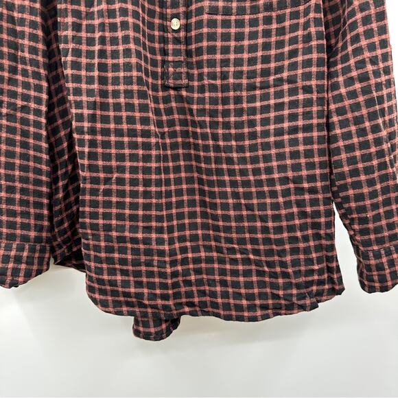 Beach Lunch Lounge Black & Coral Long Sleeve Half Button‎ Down Shirt Size S - Picture 3 of 9